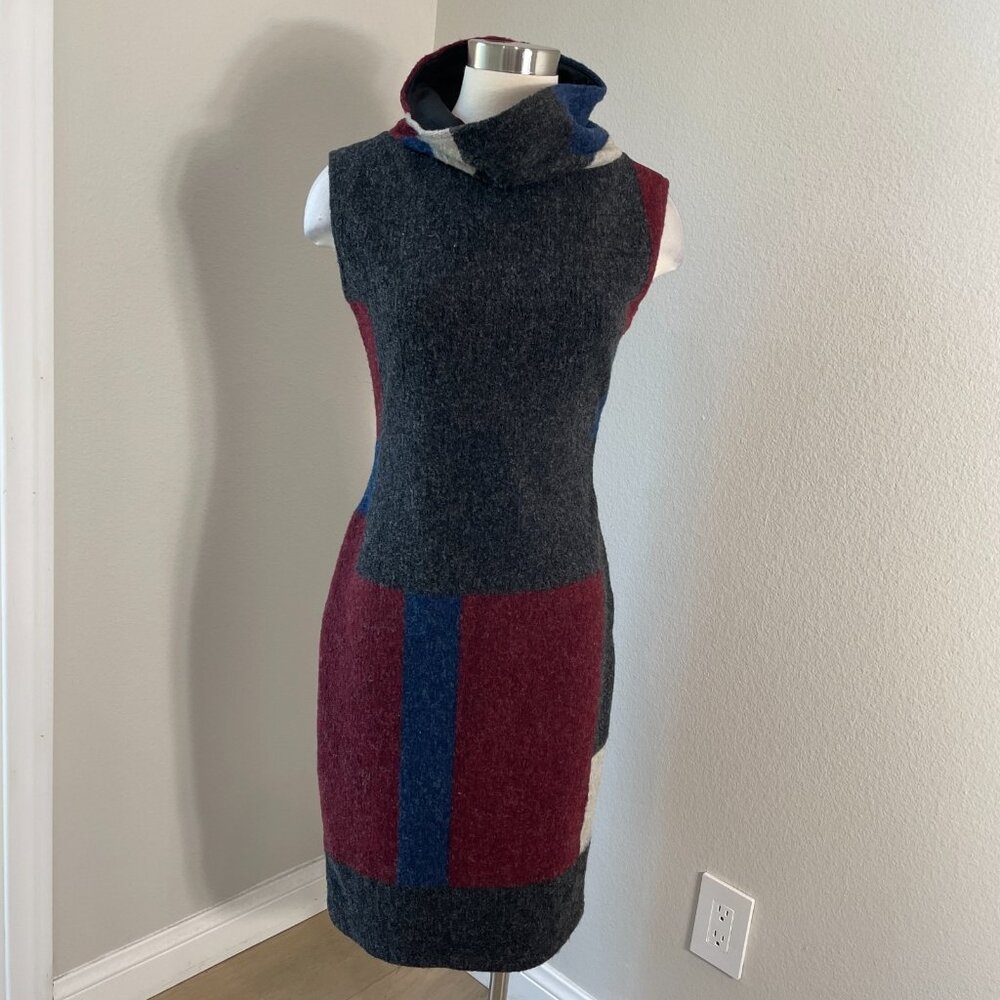 NEW Natalia‎ Romano Womens Medium Mock Neck Color Block Dress Sleeveless